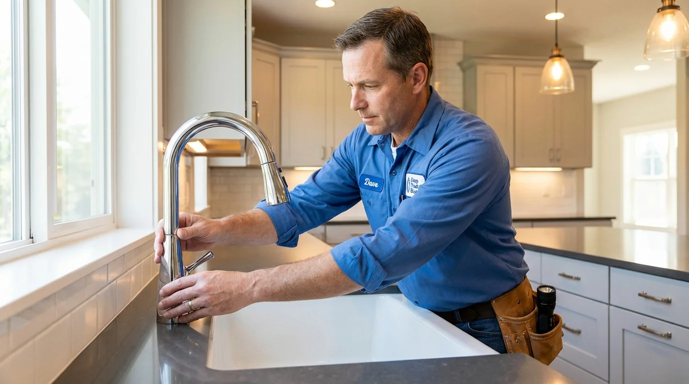 Kitchen faucet installation by Johns Plumbing LLC in Waynesville